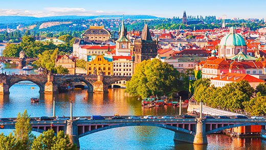Old town of Prague and Vltava river, Czech Republic